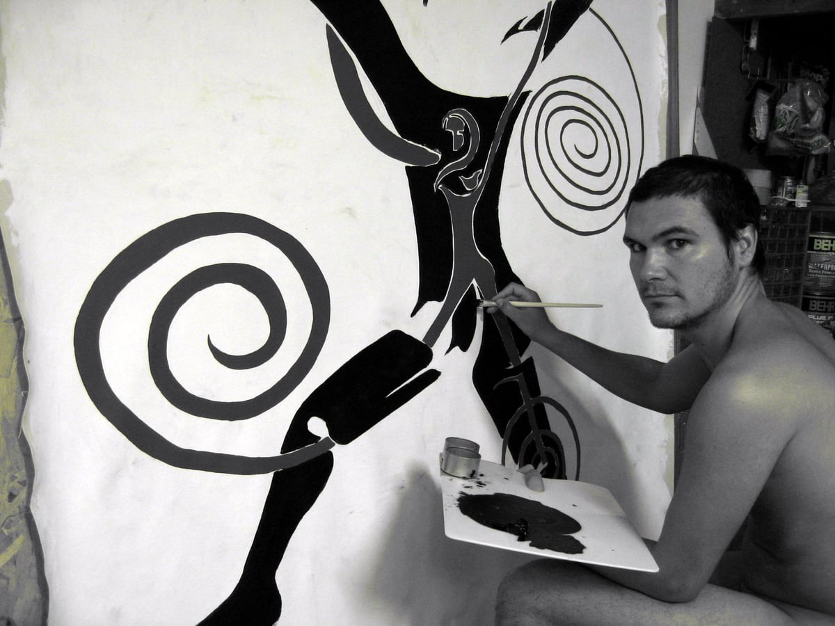 Mihály Flandorffer Peniche (Peniche) pintando en su taller