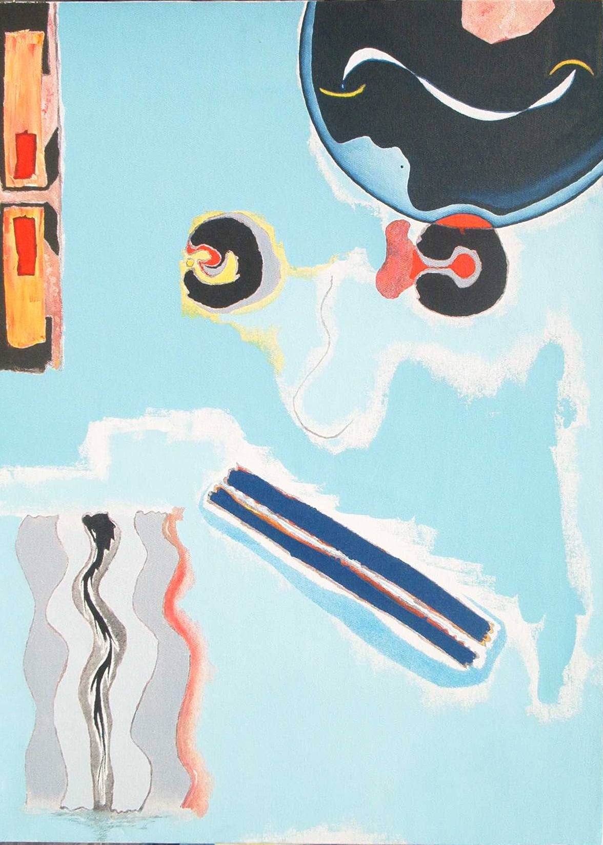Untitled 8, earlier work by Peniche: vertical blue composition with figures.