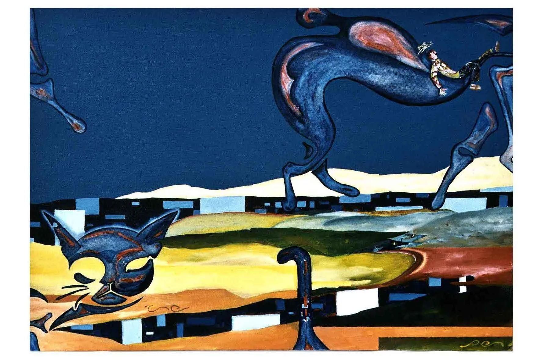 Sin título 12, obra anterior de Peniche: composición surrealista con gato.