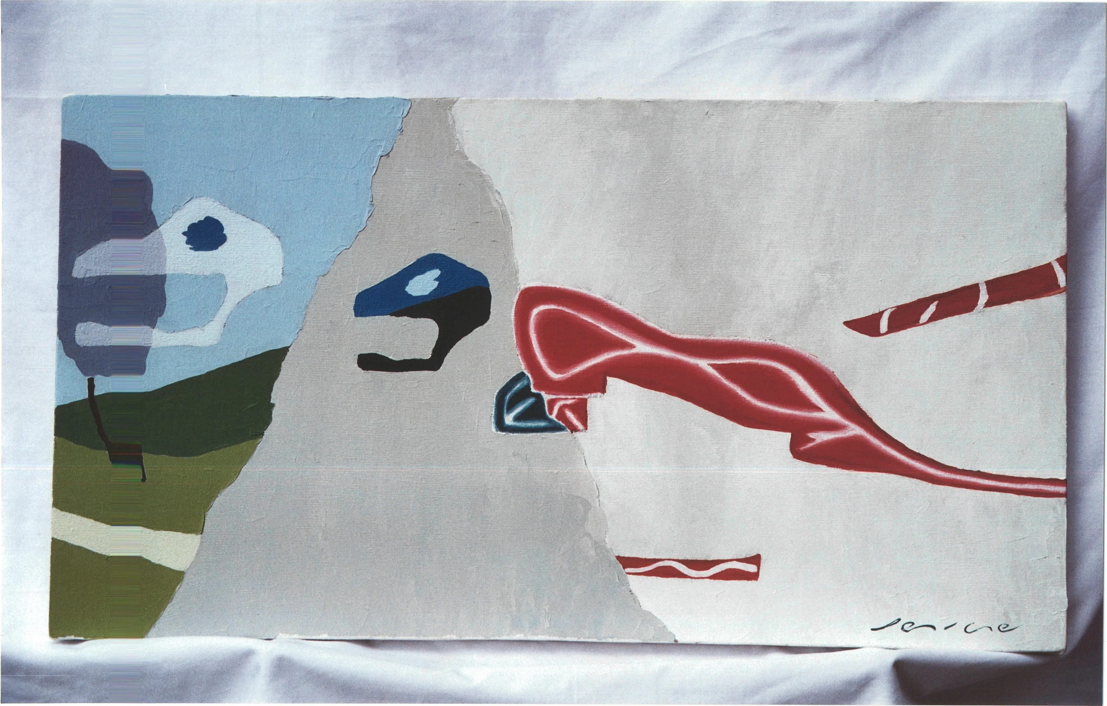 Sin título 14, obra anterior de Peniche: composición surrealista azul con figuras.