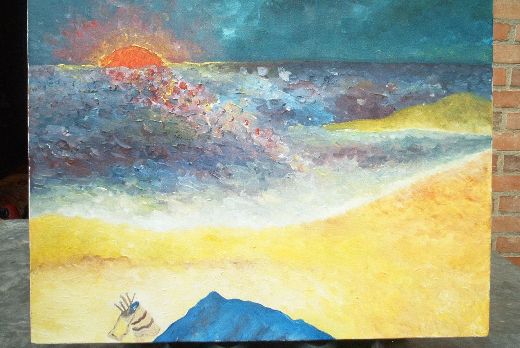 Sin título 7, obra anterior de Peniche: paisaje de atardecer en colores vivos.
